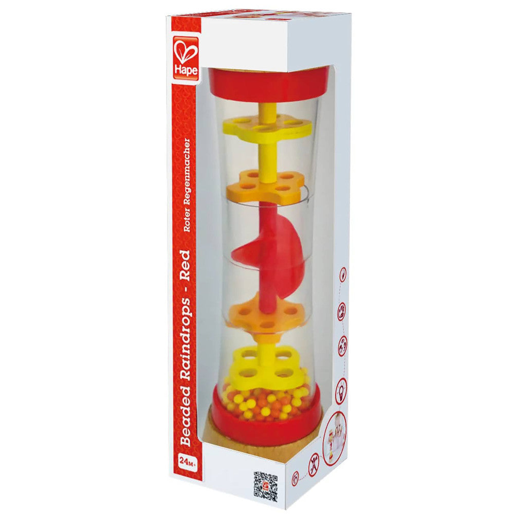 Hape Beaded Raindrops - Sensory Sound Red Wooden Rainmaker - Image 7
