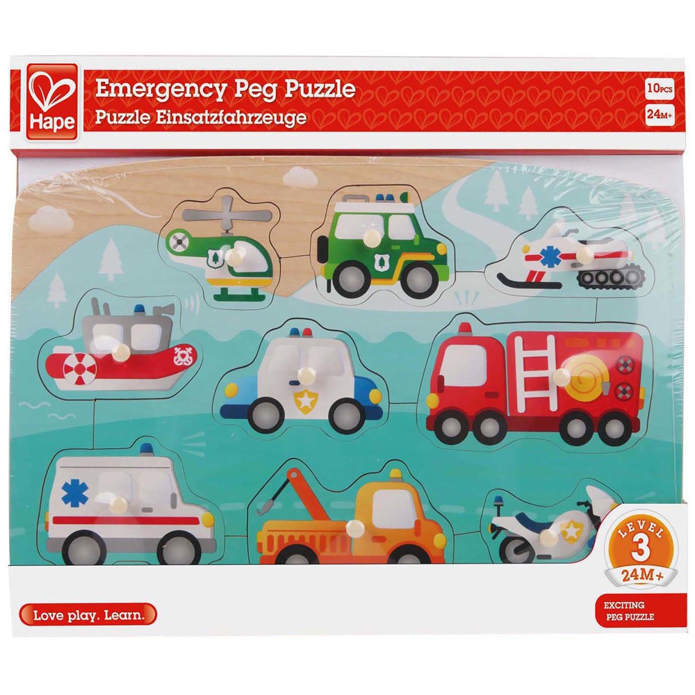 Hape Emergency Services 10pc Wooden Peg Puzzle - Image 2
