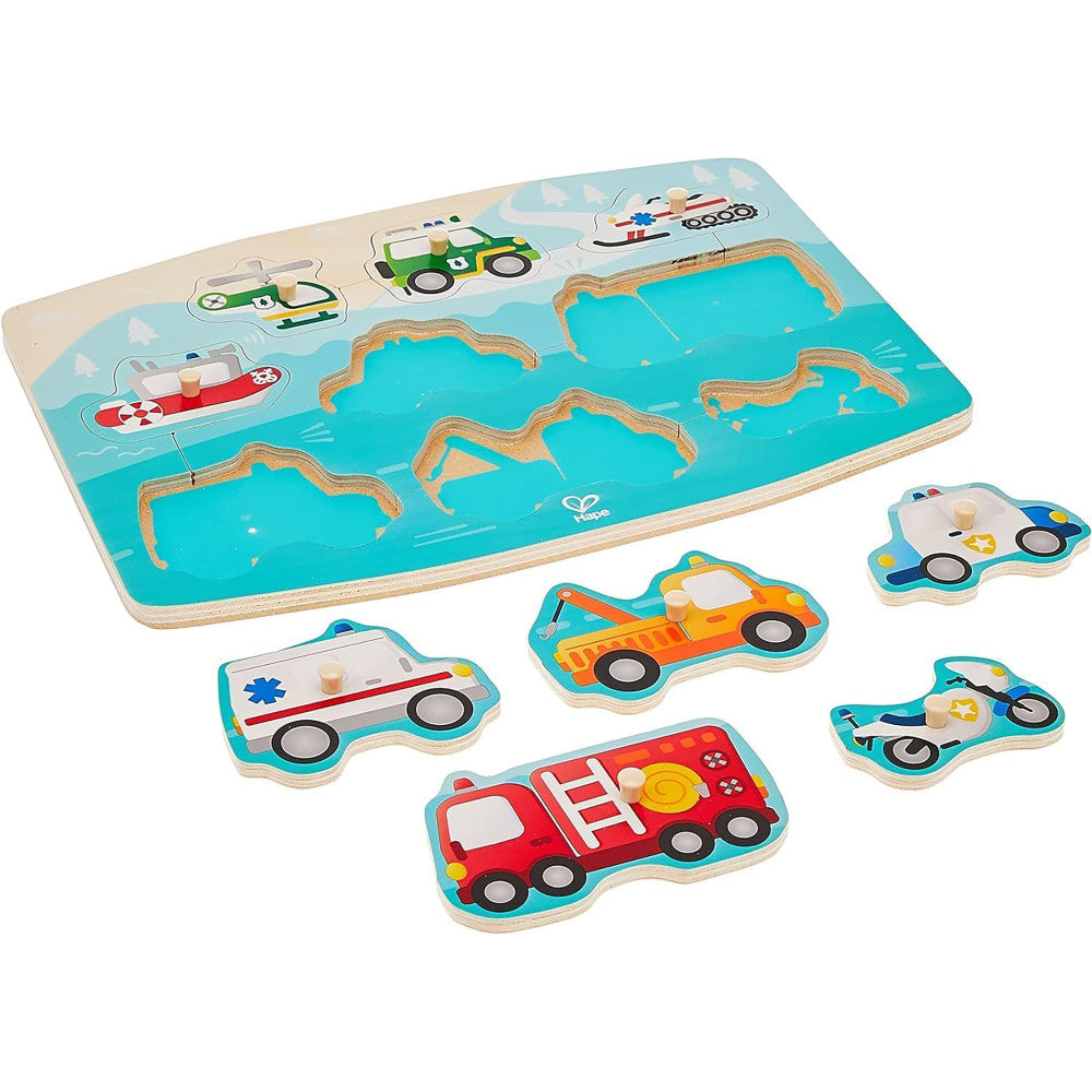 Hape Emergency Services 10pc Wooden Peg Puzzle - Image 3
