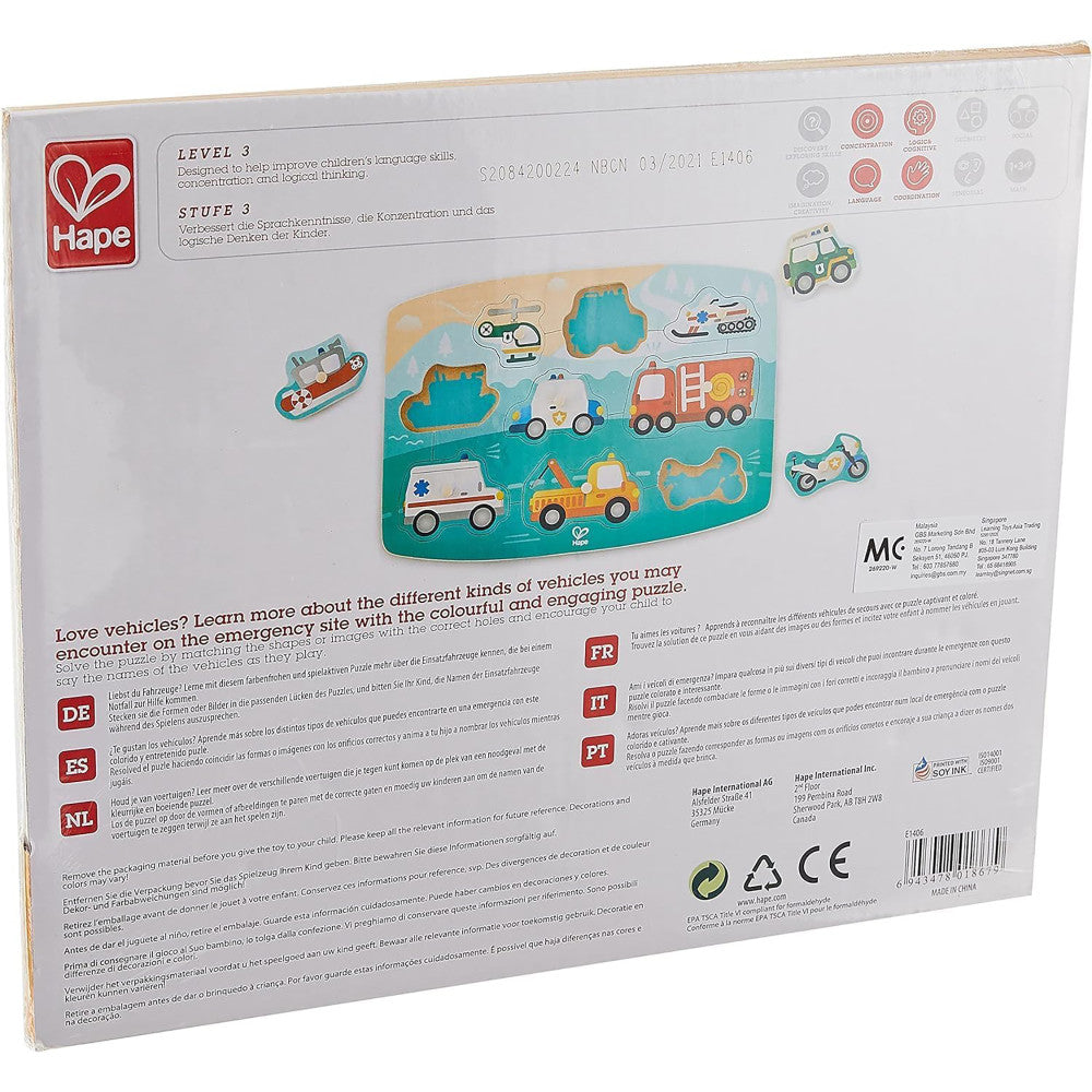 Hape Emergency Services 10pc Wooden Peg Puzzle - Image 5