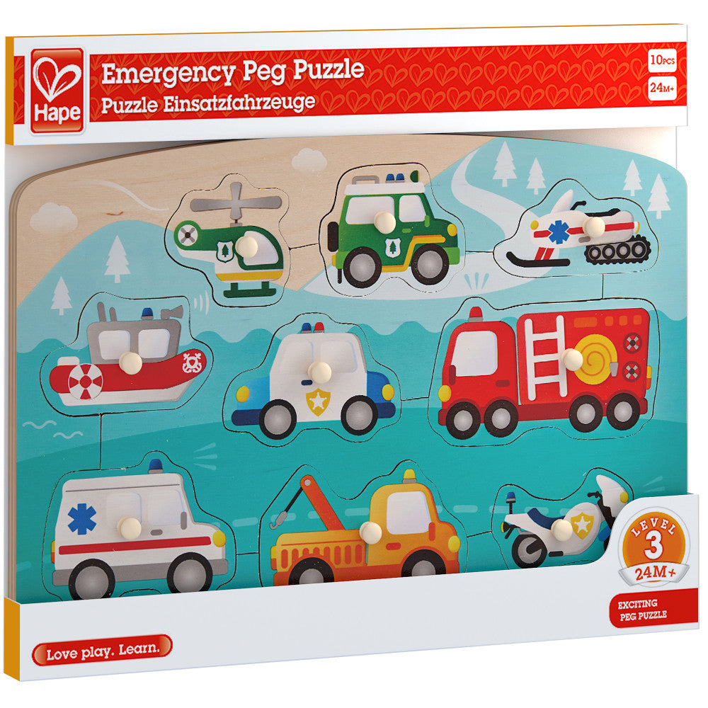 Hape Emergency Services 10pc Wooden Peg Puzzle - Image 6