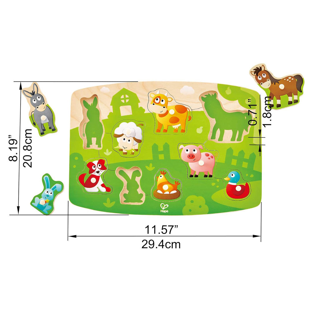 Hape Farmyard Wooden Peg Puzzle - 10pc - Image 4