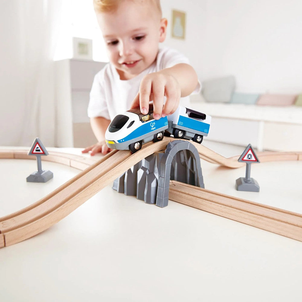 Hape Figure-8 Express Wooden Train Set - Vibrant Travel Adventure - Image 4