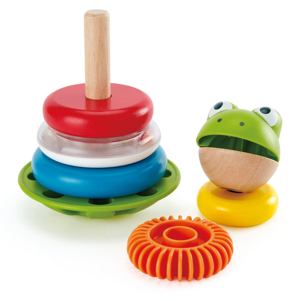 Hape Mr. Frog Stacking Rings - Colorful Learning Toy with Wobbling Base - Image 4
