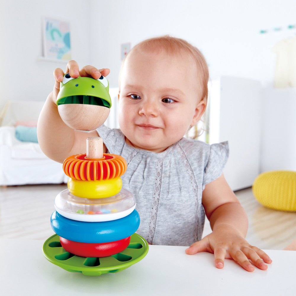 Hape Mr. Frog Stacking Rings - Colorful Learning Toy with Wobbling Base - Image 9