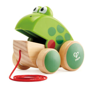 Hape Pull Along Frog ?C Vibrant Green Wooden Toy