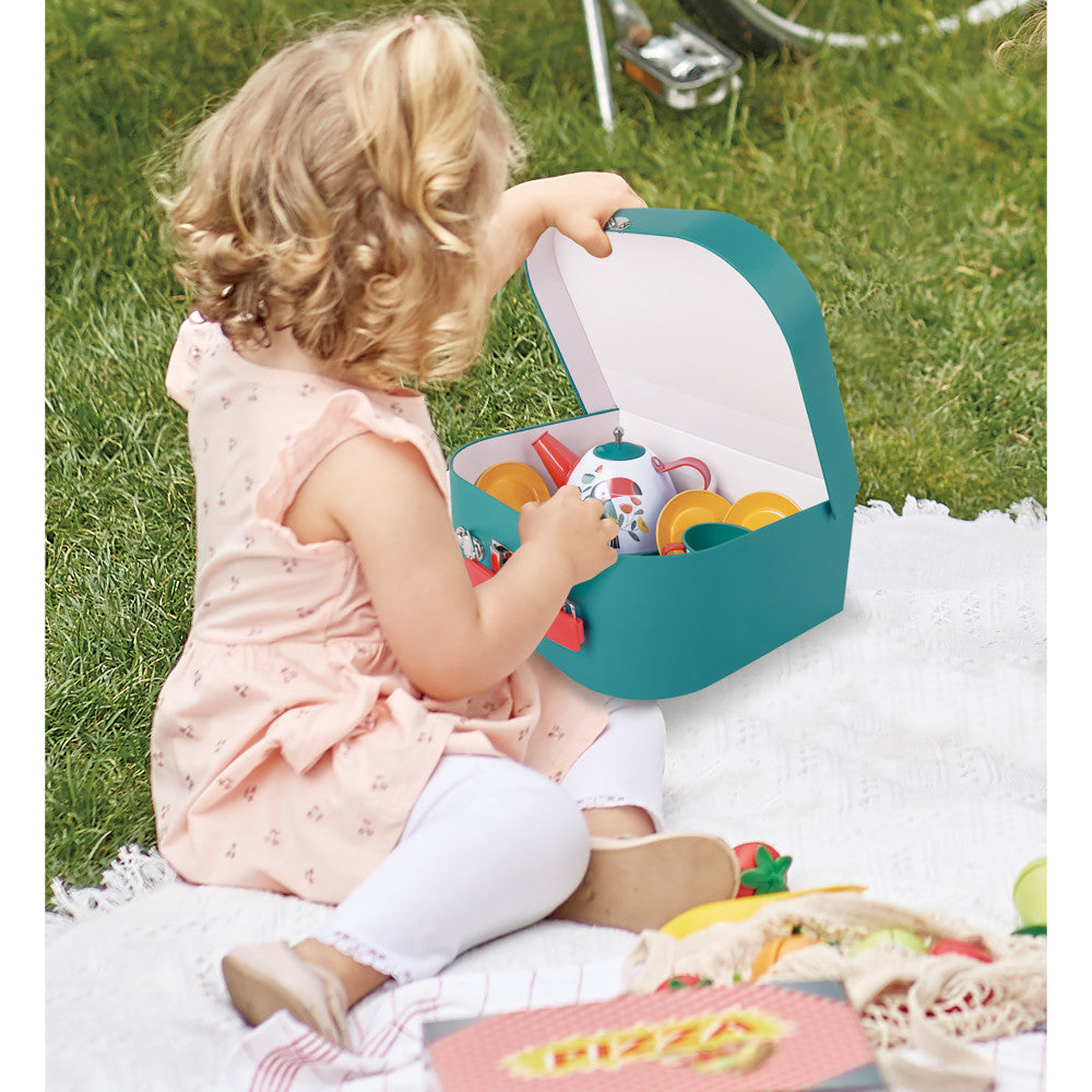 Hape Tea Time Playset - 15pc Teal & Pink with Carry Case - Image 4