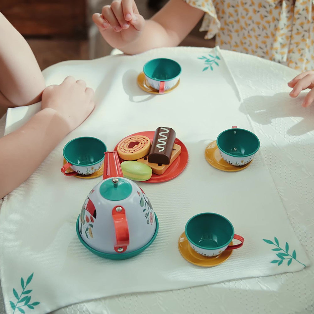 Hape Tea Time Playset - 15pc Teal & Pink with Carry Case - Image 9