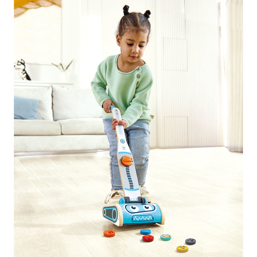 Hape Robot Vacuum Clean Up Playset - Whimsical Blue Wooden Toy - Image 6