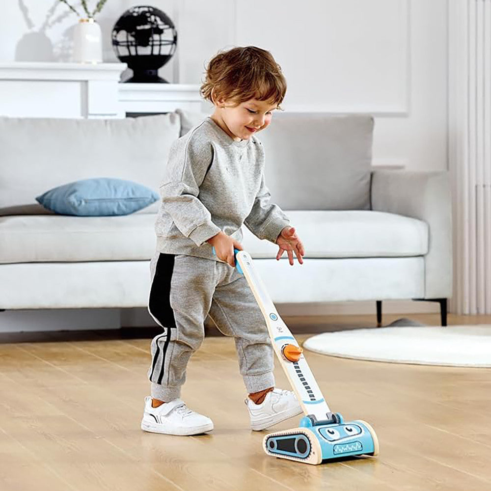 Hape Robot Vacuum Clean Up Playset - Whimsical Blue Wooden Toy - Image 9