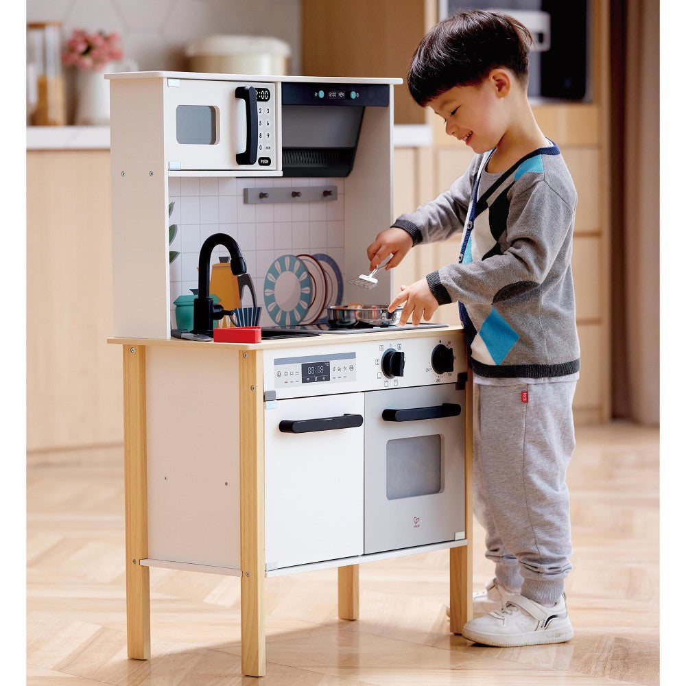 Hape Modern Smart Kitchen Playset - Interactive White 12pc Set with Lights and Sounds - Image 3