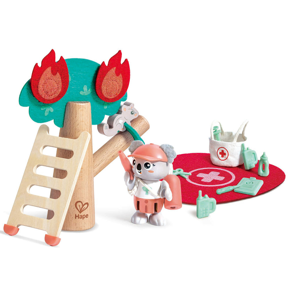 Hape Forest Fire Rescue Adventure Playset - 17pc Wooden Toy - Image 3