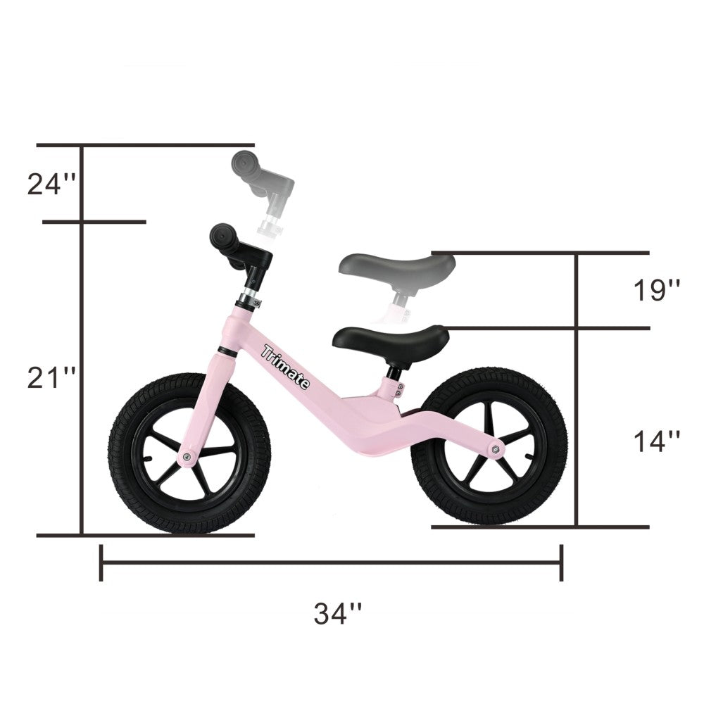 Girls 12 inch Trimate Toddler Balance Bike, Pink - No Pedal Sport Bike - Image 2