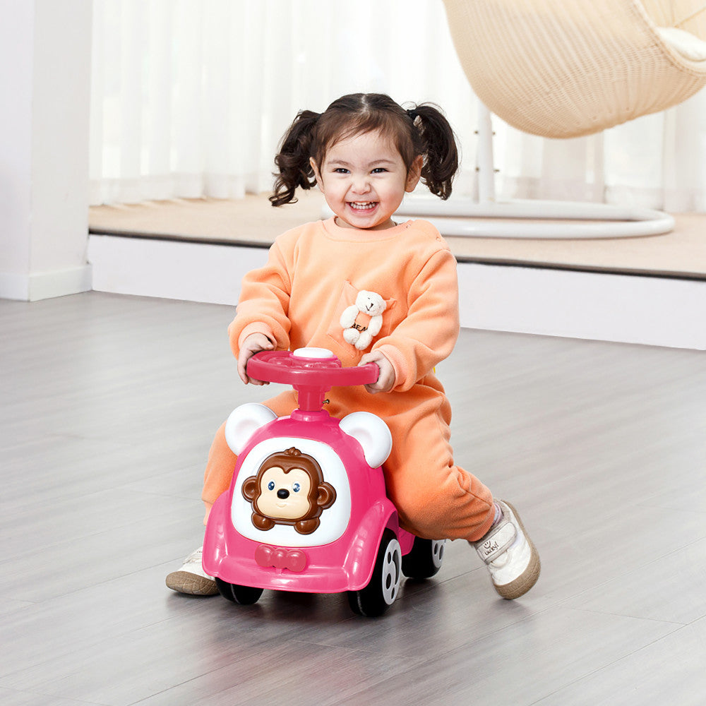 Timate - Push & Ride Racer - Pink & Monkey - Foot-To-Floor Ride-On - Image 5