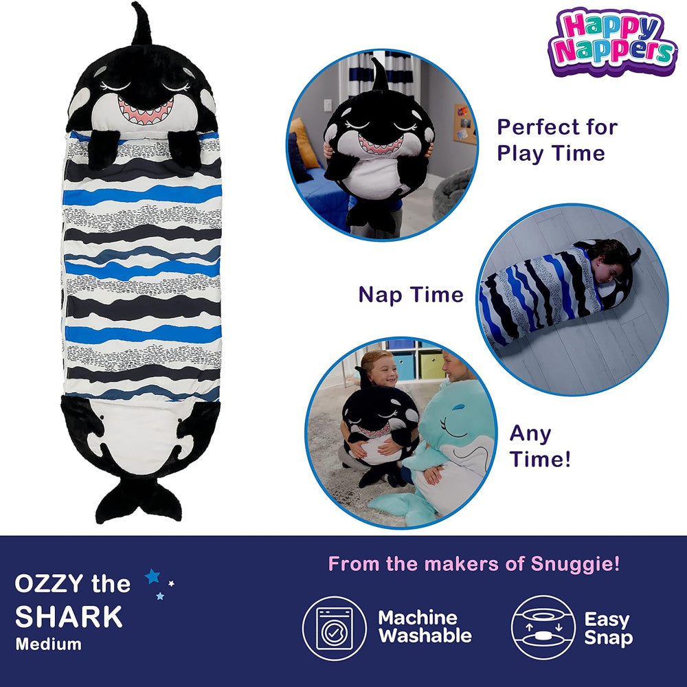 Happy Nappers 54 inch Ozzy The Black Shark 2-in-1 Plush Pillow and Sleepy Sack - Image 3