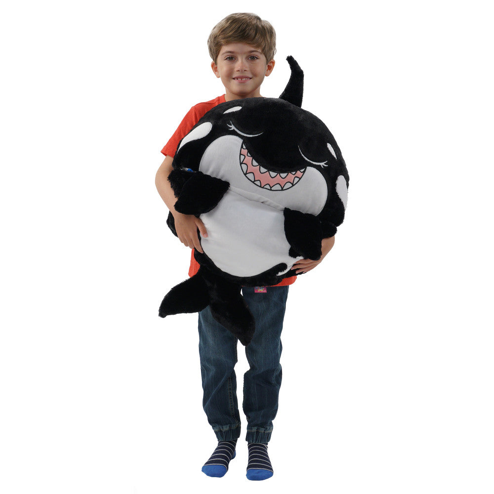 Happy Nappers 54 inch Ozzy The Black Shark 2-in-1 Plush Pillow and Sleepy Sack - Image 8