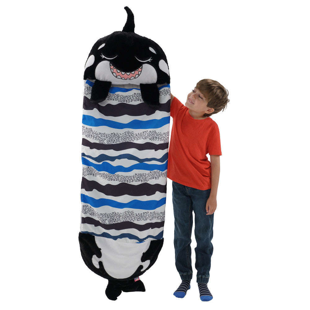 Happy Nappers 54 inch Ozzy The Black Shark 2-in-1 Plush Pillow and Sleepy Sack - Image 9
