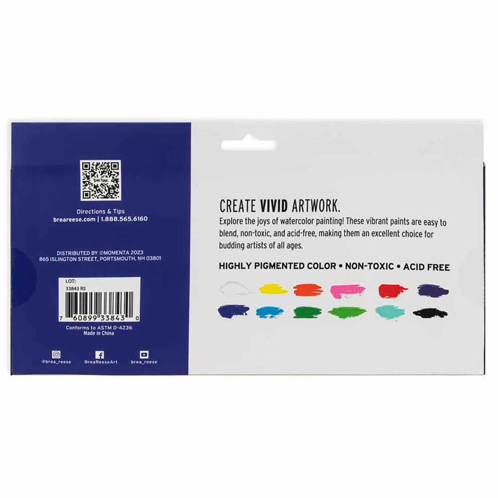 Brea Reese Professional Watercolor Brights Set - 12 Vibrant Color Tubes - Image 2
