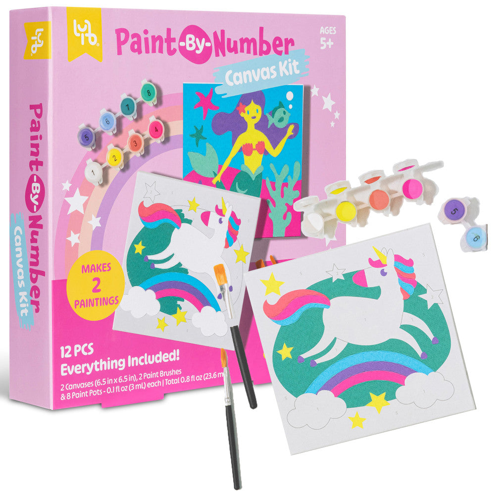 Little Yellow Bicycle Unicorn & Mermaid Paint-by-Number Kit - Arts Craft Set - Image 3