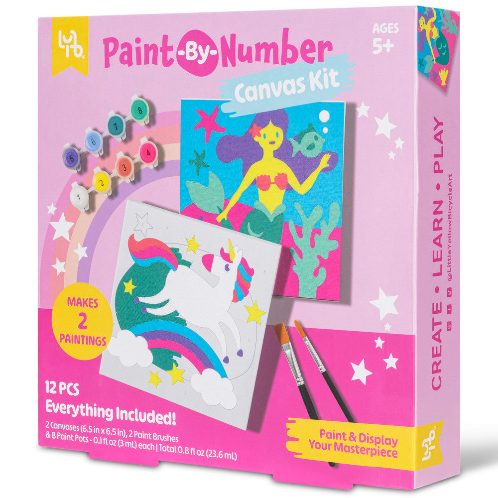 Little Yellow Bicycle Unicorn & Mermaid Paint-by-Number Kit - Arts Craft Set - Image 4