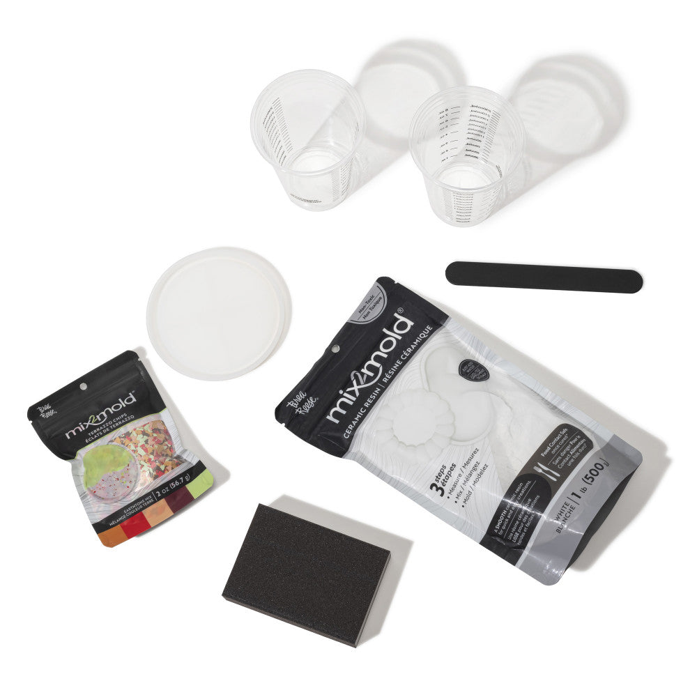 Brea Reese Mix2Mold Pastel Terrazzo DIY Ceramic Coaster Kit - Creates 6 Coasters - Image 3