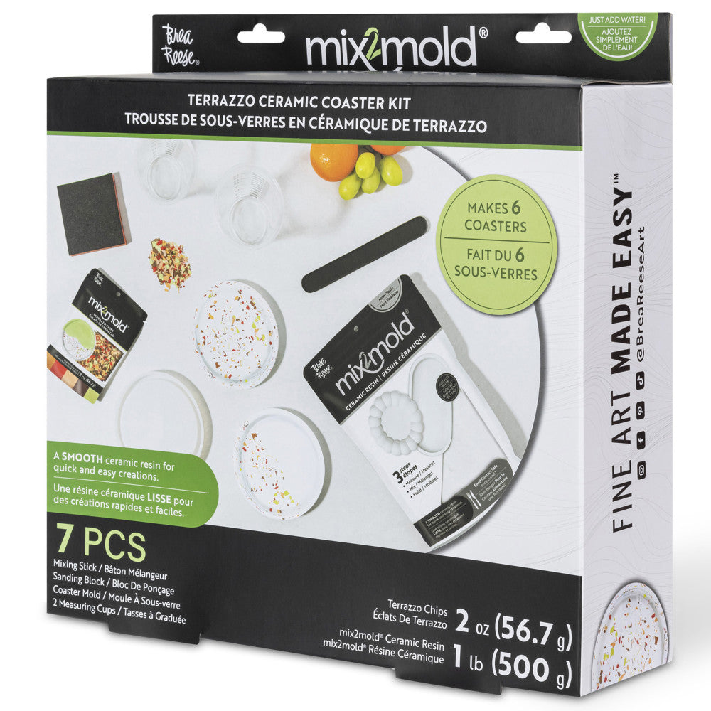 Brea Reese Mix2Mold Pastel Terrazzo DIY Ceramic Coaster Kit - Creates 6 Coasters - Image 5
