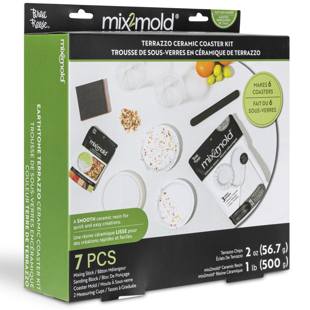 Brea Reese Mix2Mold Pastel Terrazzo DIY Ceramic Coaster Kit - Creates 6 Coasters - Image 8