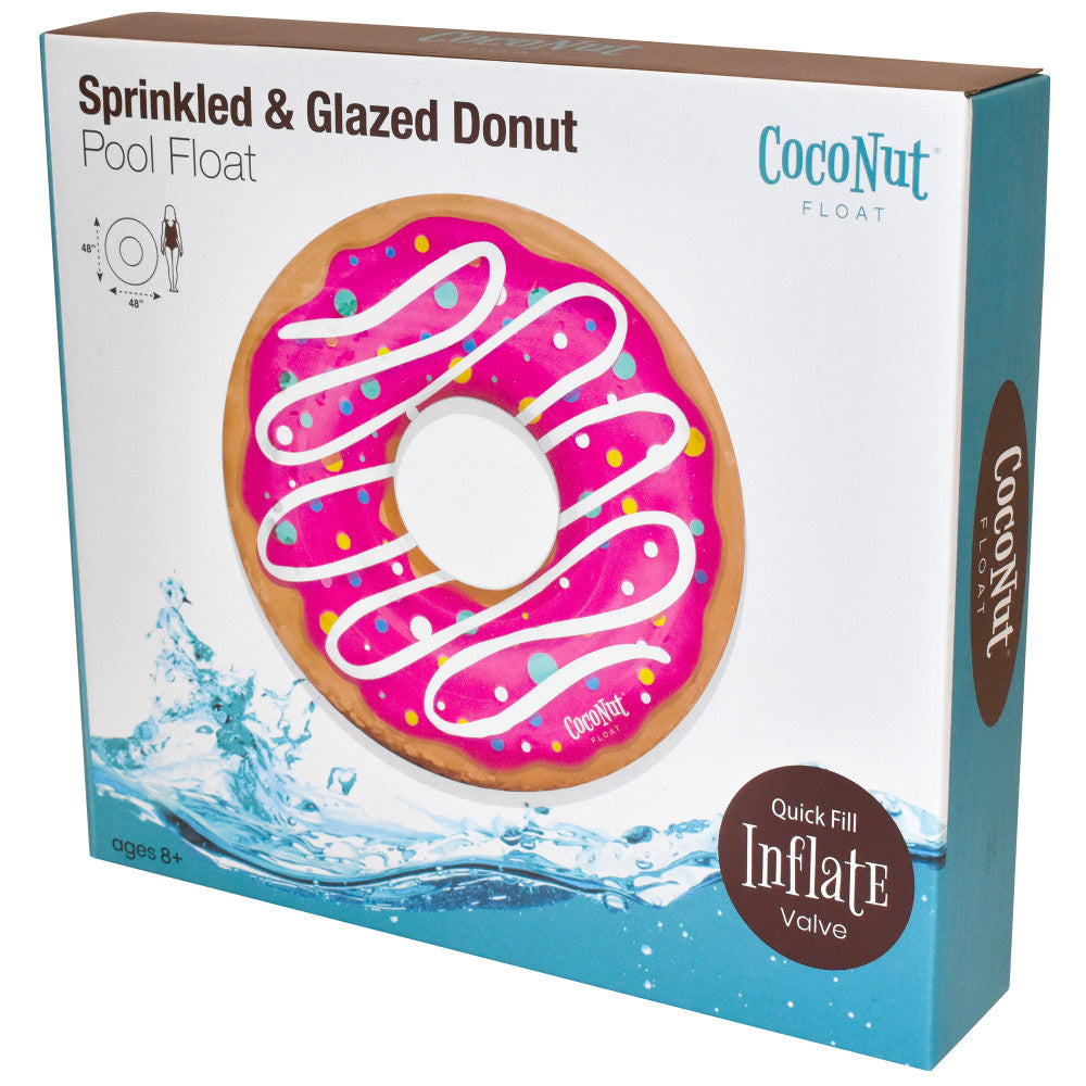 CocoNut Float Pink Sprinkled & Glazed Donut 48" Inflatable Pool Ring - Image 2