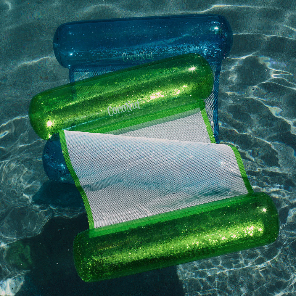 CocoNut Float Blue Glitter Hammock Pool Lounger - 49" x 30" Inflatable Relaxation Chair - Image 3