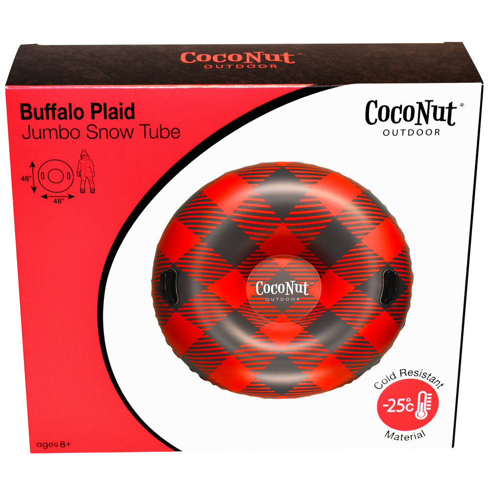 CocoNut Outdoor Buffalo Plaid 48" Jumbo Snow Tube - Red & Black - Image 3