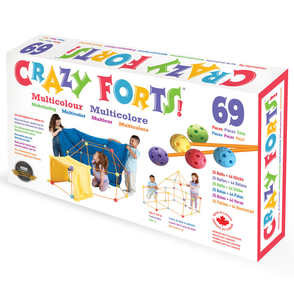 Everest Toys Crazy Forts! 69-Piece Fort Building Set - Multicolor for Ages 5+