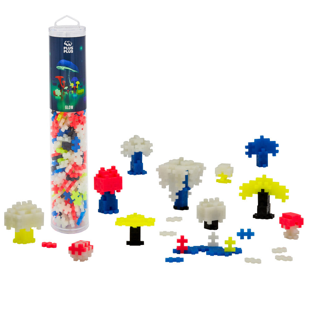 Plus-Plus Glow-In-The-Dark Mix Open Play Tube, 240 Pieces - Neon Colors - Image 2