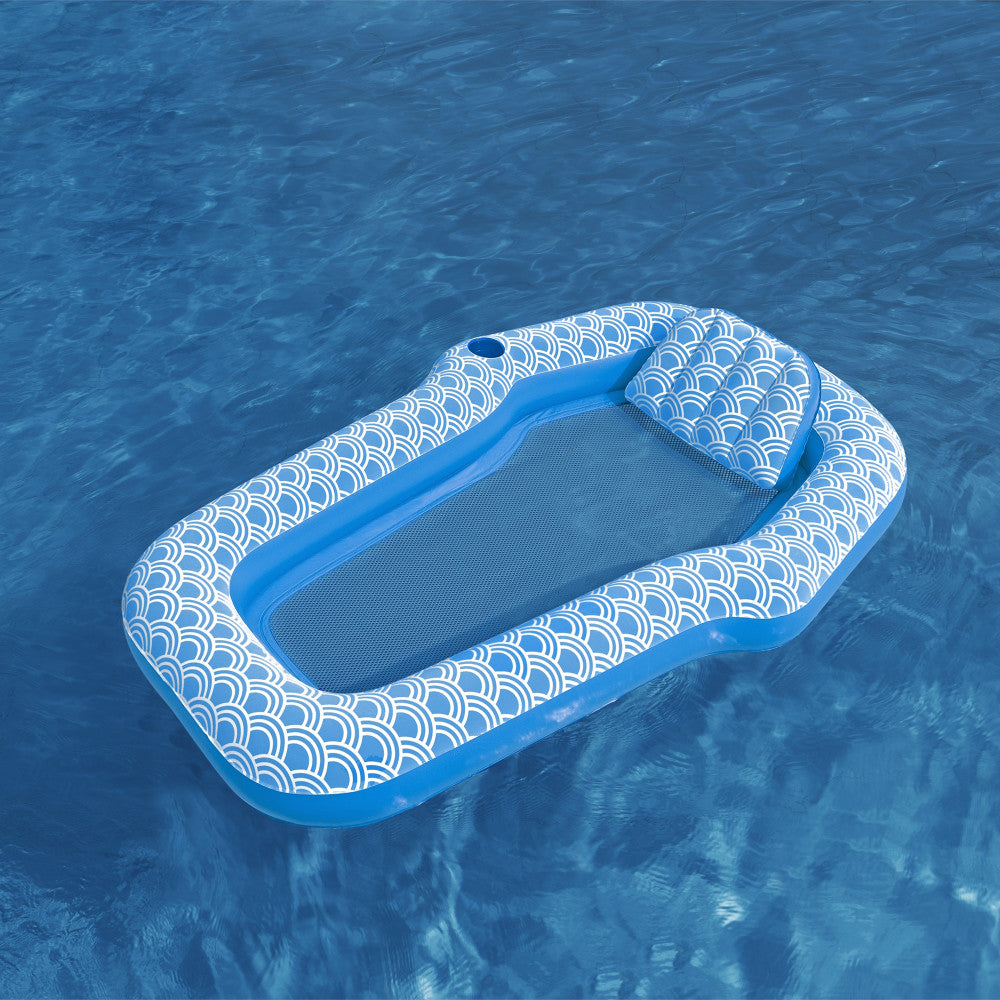 H2OGO! Comfort Plush Pool Lounge 70" x 46" - Blue & White - Image 3