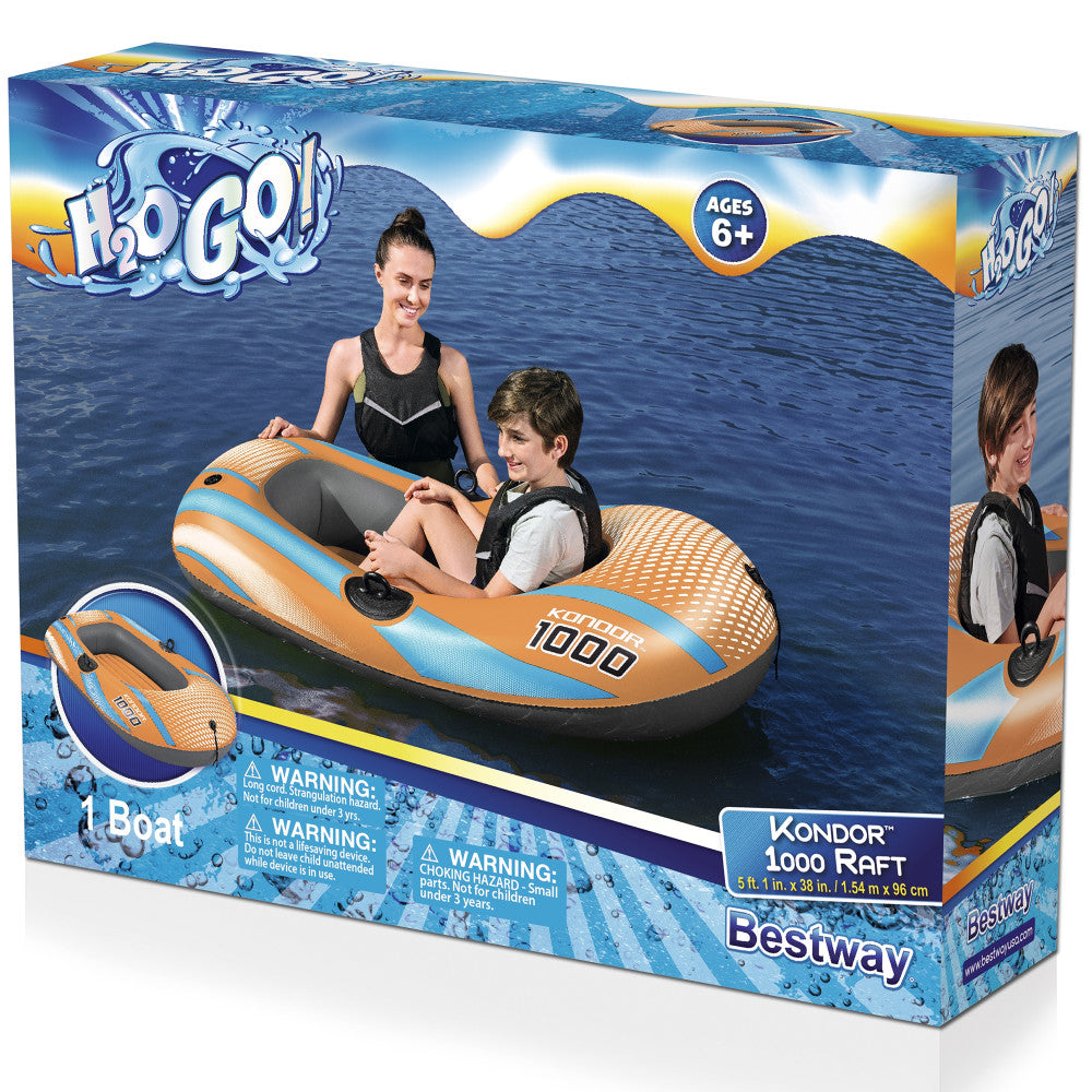 H2OGO! Kondor 1000 Inflatable Raft, 4'11" x 33", Orange & Blue - Image 2