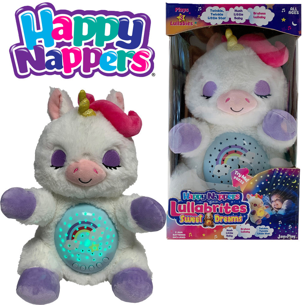 Happy Nappers Lullabrites Sweet Dreams 12 inch Interactive Unicorn - White/Purple - Image 5