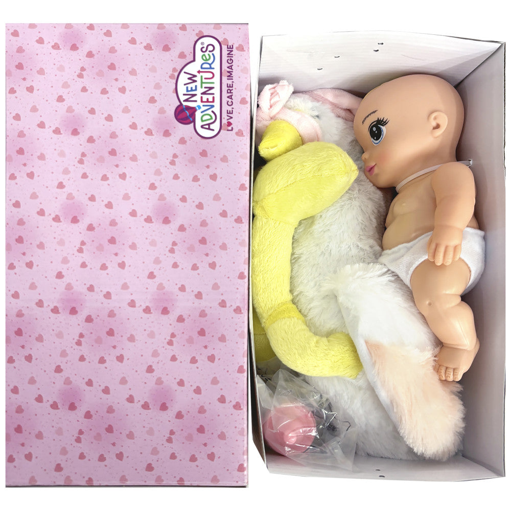 Magic Nursery 8-inch Special Delivery Set - Posable Newborn Baby Doll with Plush Stork, Pink - Image 6