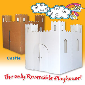 Easy Playhouse Blank Castle - Creative Cardboard Fort for Coloring and Personalization, Indoor & Outdoor Play, Made in USA, Ages 3+