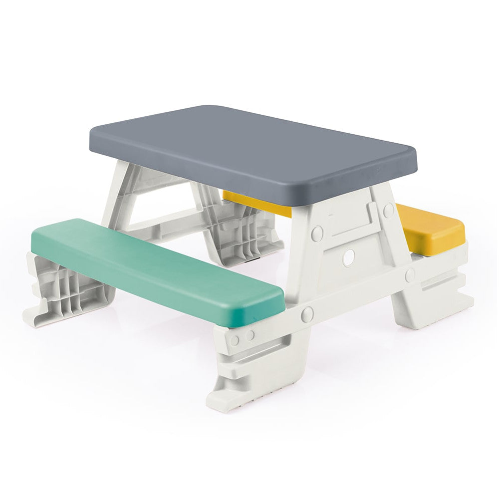 Dolu Kids' Picnic Table ?C White, Green, Yellow | Seats 4 | Indoor/Outdoor Play