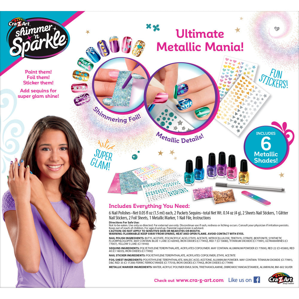 Cra-Z-Art Shimmer 'N Sparkle Metallic Rainbow Nail Art Design Kit - Image 2