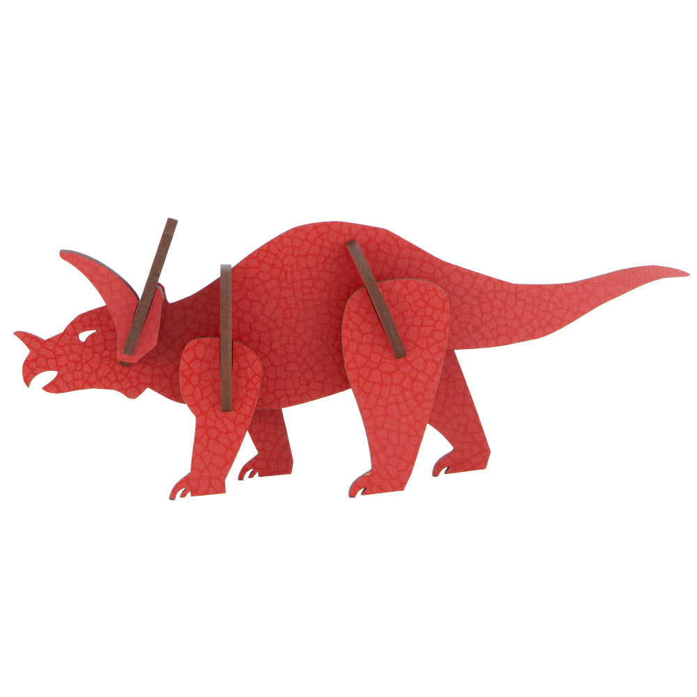 Little & Wood: Triceratops Red 3D Wooden Puzzle Kit, Medium - Image 2