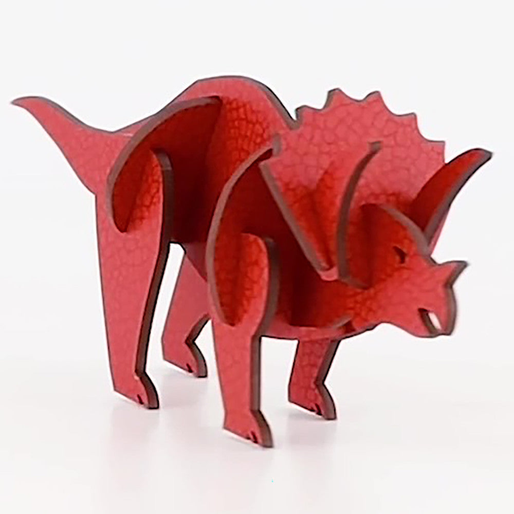 Little & Wood: Triceratops Red 3D Wooden Puzzle Kit, Medium - Image 4