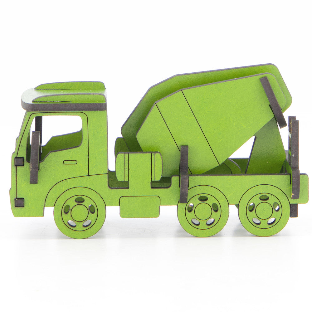 Little & Wood: Woodlet Green Concrete Truck 3D Wooden Kit-Set, Medium - Image 2
