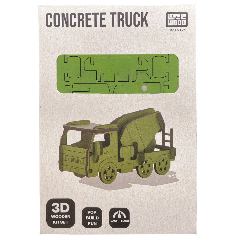 Little & Wood: Woodlet Green Concrete Truck 3D Wooden Kit-Set, Medium - Image 3