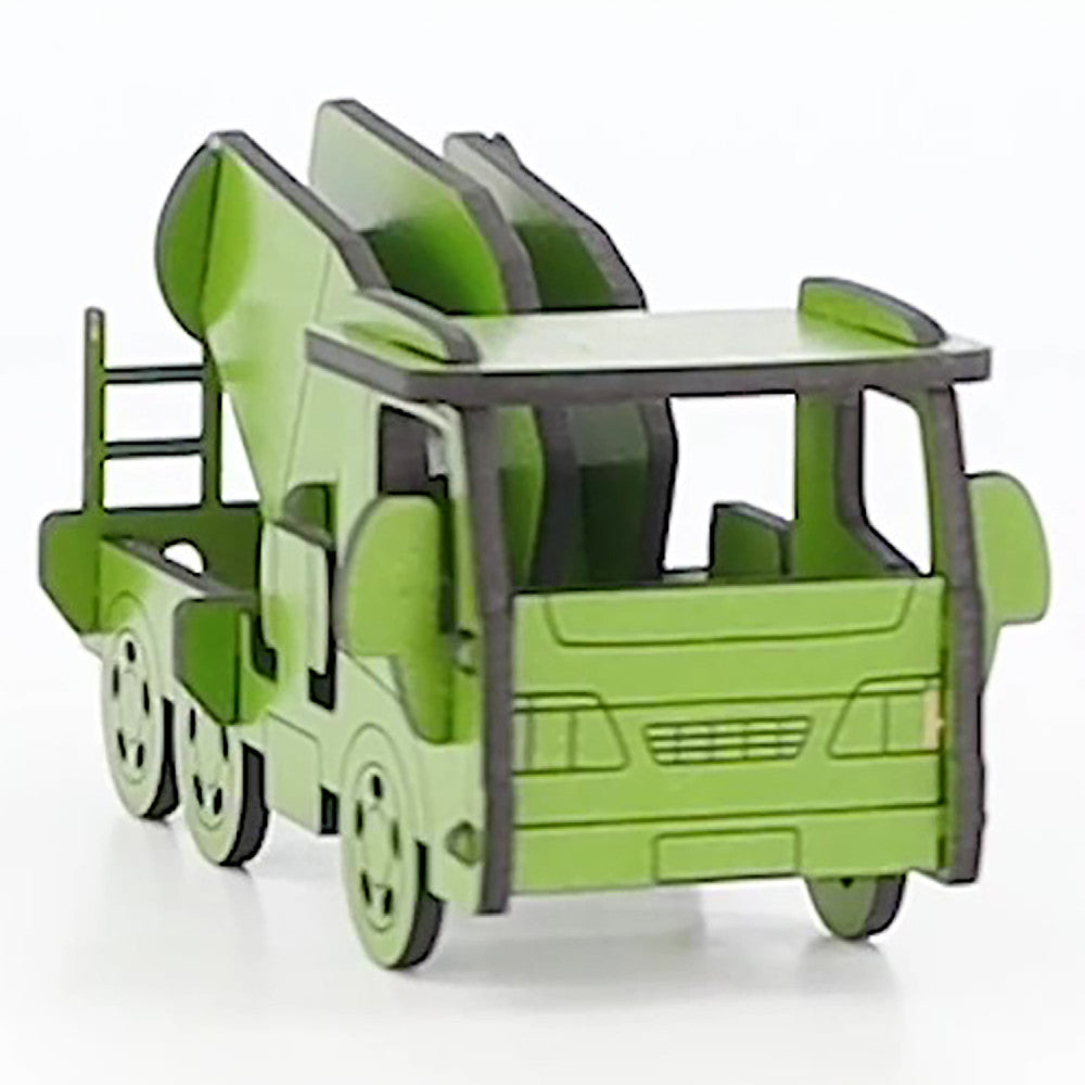 Little & Wood: Woodlet Green Concrete Truck 3D Wooden Kit-Set, Medium - Image 5