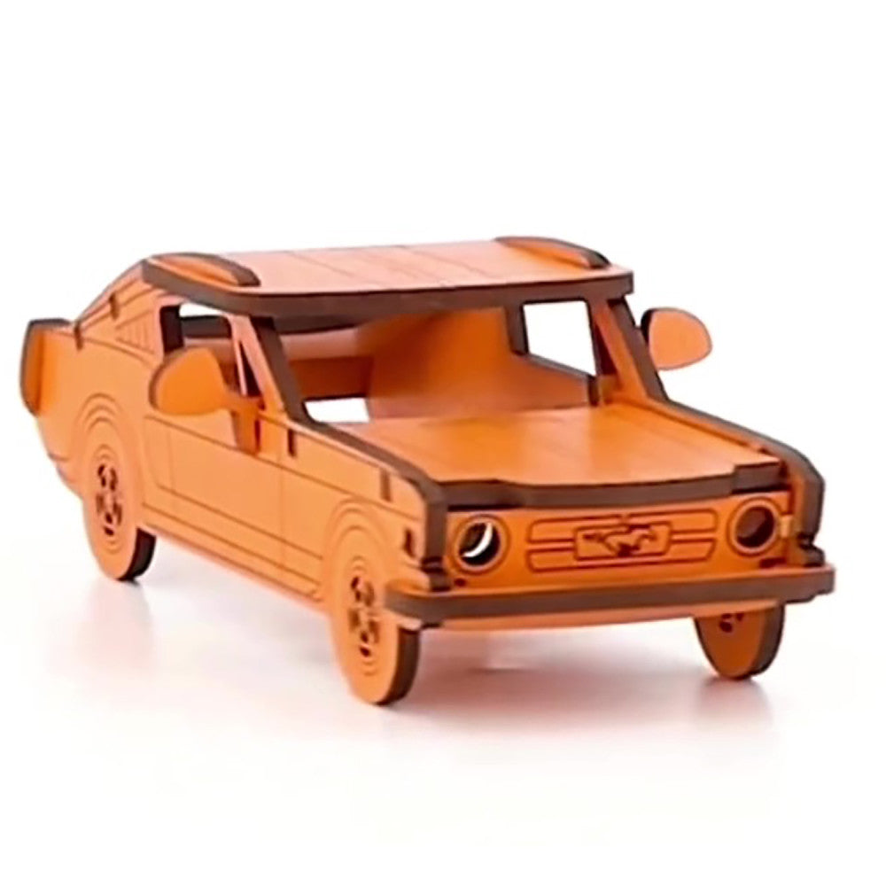 Little & Wood: Woodlet Medium - Muscle Car, Orange - 3D Wooden Puzzle Kit - Image 4