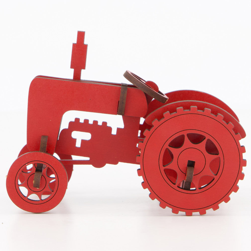 Little & Wood: Mighty Tractor - Red 3D Wooden Puzzle Kit - Image 2