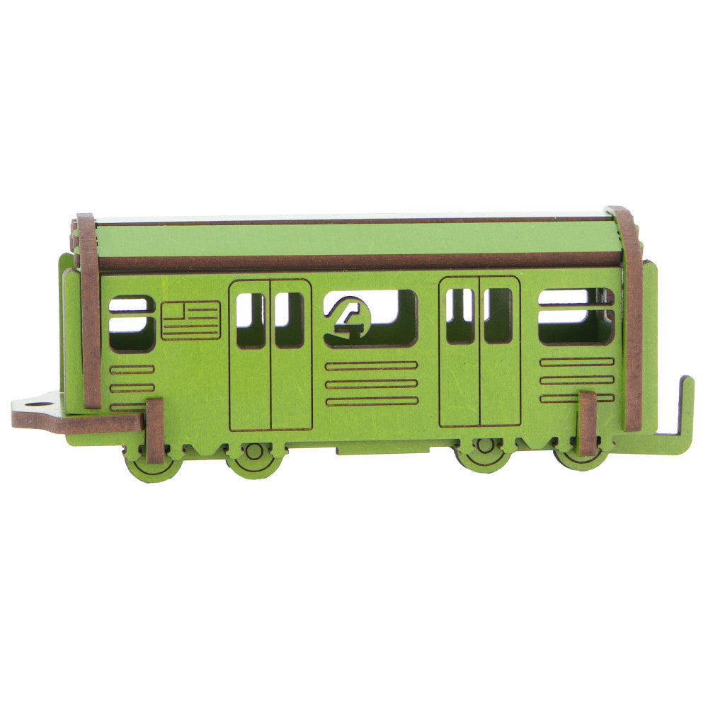 Little & Wood: NYC Subway 4 Train - 3D Wooden Puzzle Kit, Medium - Green - Image 2