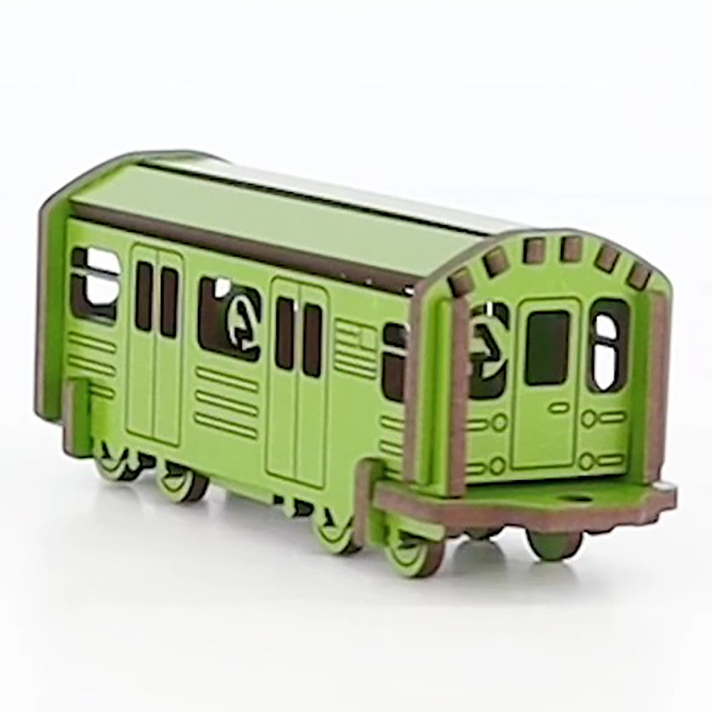 Little & Wood: NYC Subway 4 Train - 3D Wooden Puzzle Kit, Medium - Green - Image 4