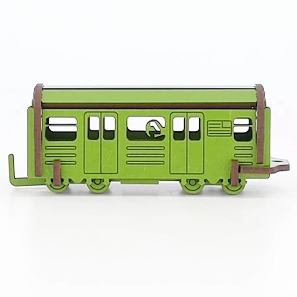 Little & Wood: NYC Subway 4 Train - 3D Wooden Puzzle Kit, Medium - Green - Image 5