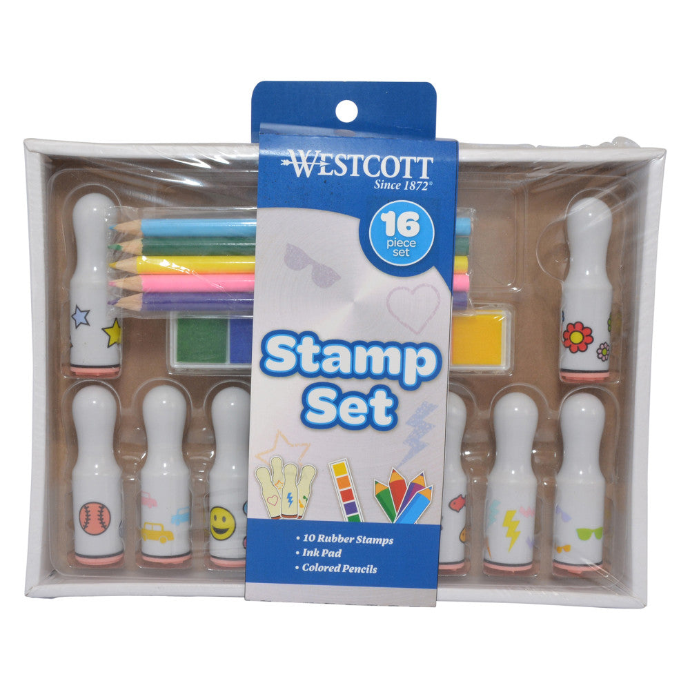 Westcott Creative Stamp and Color Kit - 16 Pieces with Multi-Colored Ink Pad - Image 2